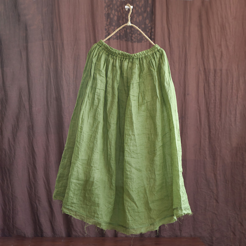 Loose Linen Rough Hem Skirt