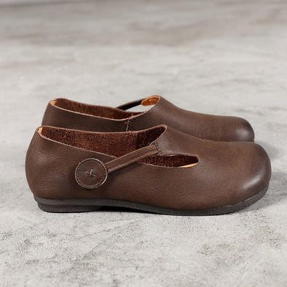 Chocolate Flat Shoes for Cowhide Leather