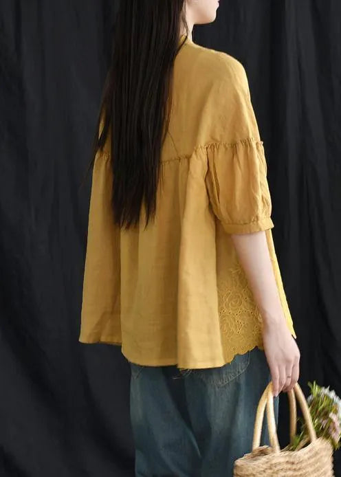 Loose Cotton Tunic Boutique Embroidery Summer Shirt