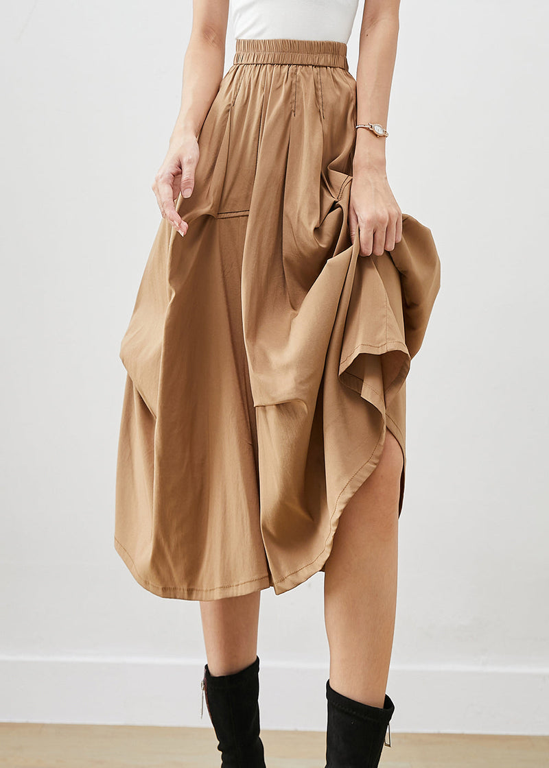 Diy Khaki Asymmetrical Oversized Cotton Skirt Fall