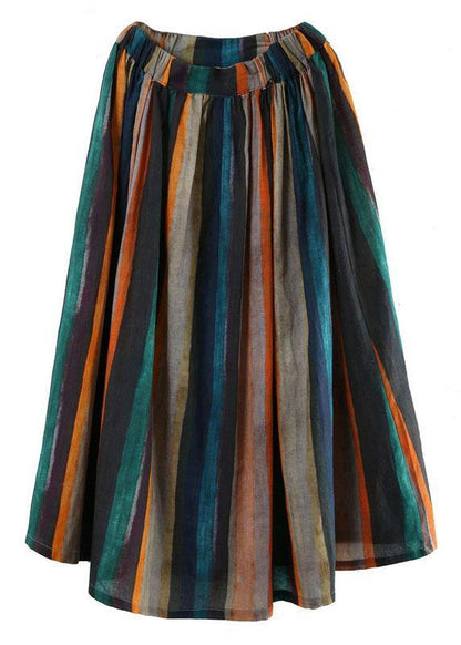Striped a Line Gray Crane Skirts Linen