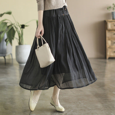 Cozy Cotton Linen Retro A-line Pleated Skirts