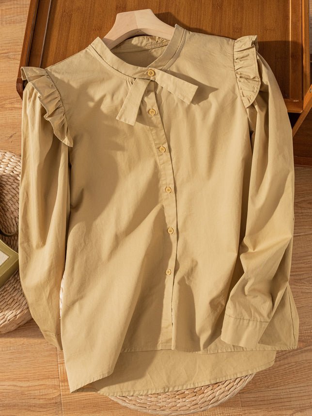 Natural Fabric Loose and Shirt With Fungus Design