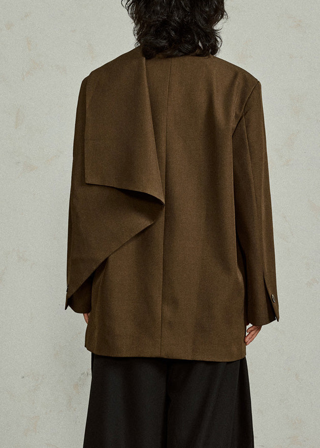 Brown Bow Pockets Patchwork Coats Fall