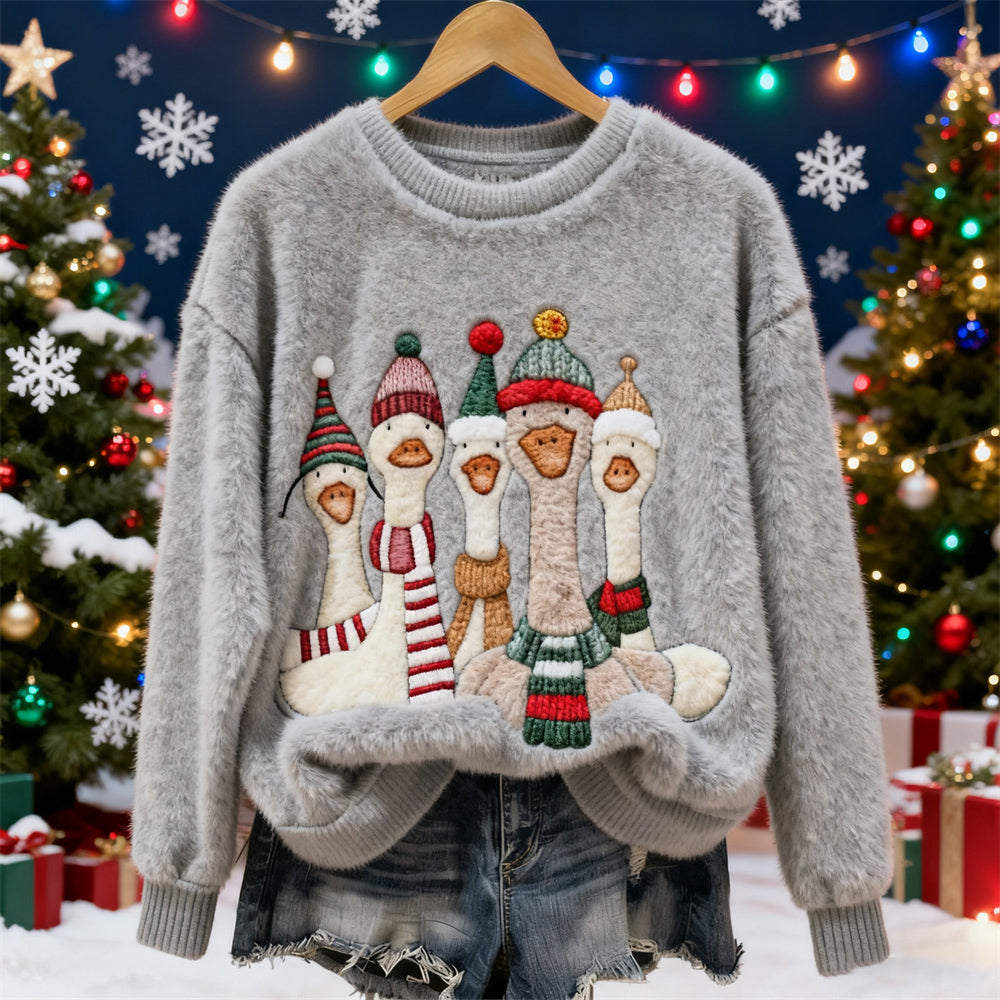 Comstylish Christmas Duck Women's Flannel Sweater