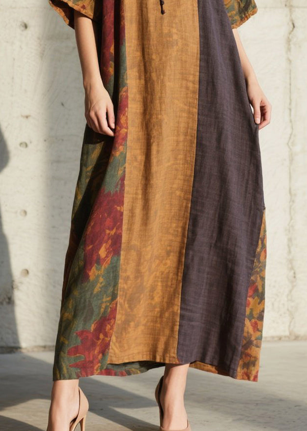 Modern Colorblock Oversized Patchwork Cotton Holiday Dress Summer