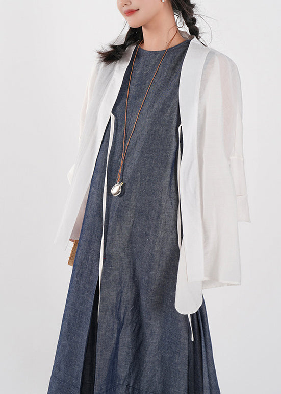 Navy Oversized Cotton Vacation Dresses Sleeveless