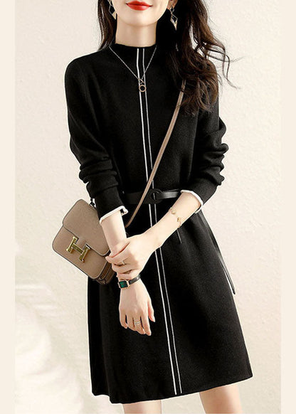 Diy Black Tie Waist Dress Winter