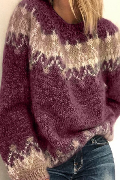 Jacquard Round Neck Sweater