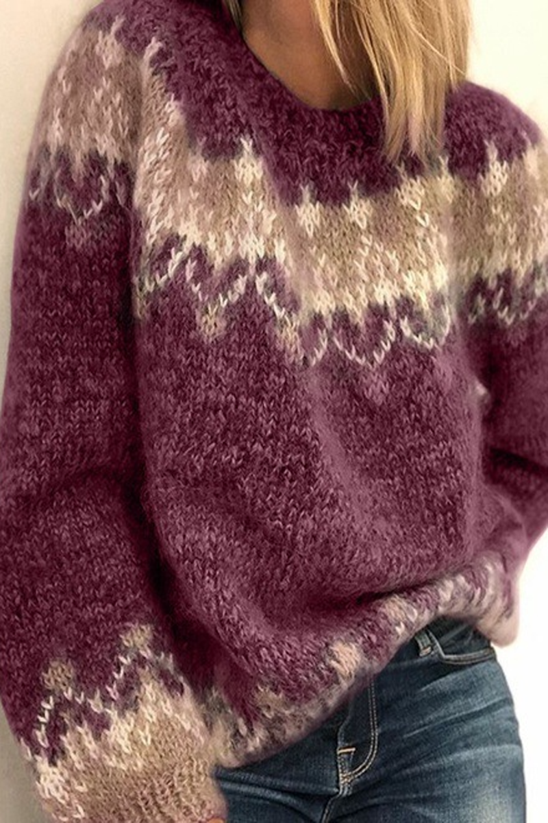 Jacquard Round Neck Sweater
