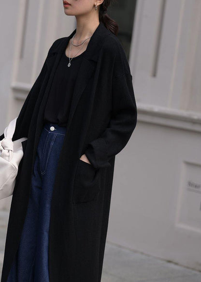 Black Oversized Patchwork Knitted Coat