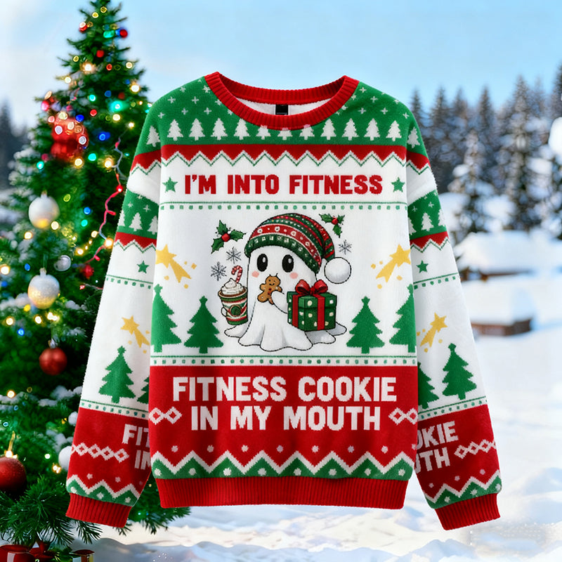 Comstylish Cute Christmas Tree Holly Berry Warm Crew Neck Sweater