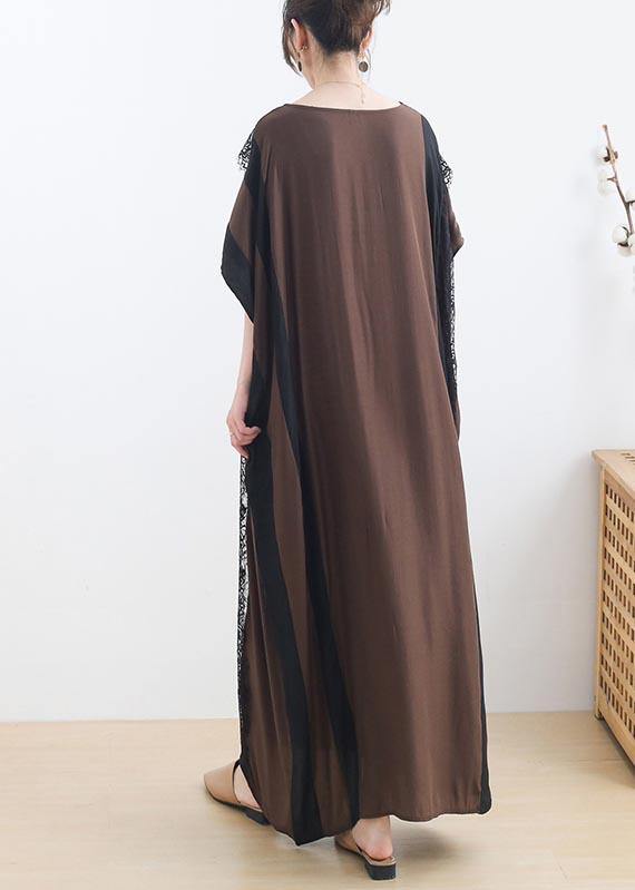 French Chocolate Patchwork Cotton Lace Summer Dresses