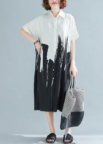 Modern Lapel Cotton Clothes for Work Outfits White Dress