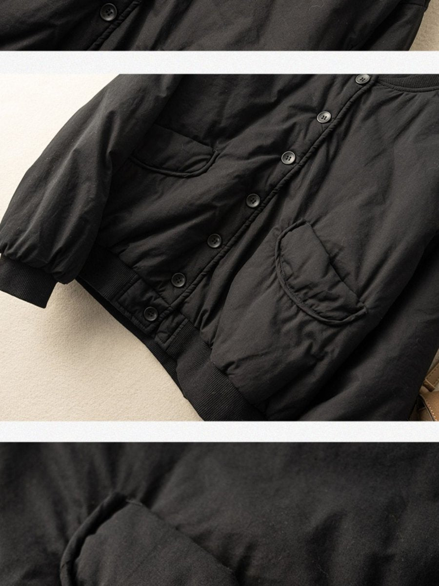 Long Sleeve Round Neck 100% Natural Fabric Button Down Coat