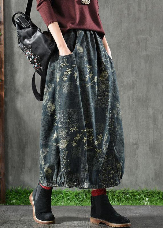 Elastic Waist Pockets Denim Skirts