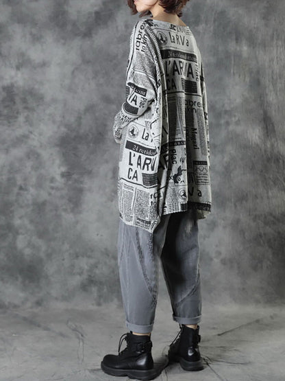 - Autumn Loose Letter Printed Sweater
