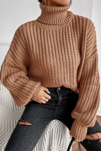Leave It All Behind Cropped Turtleneck Sweater