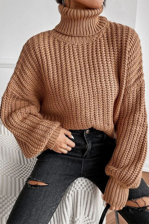 Leave It All Behind Cropped Turtleneck Sweater