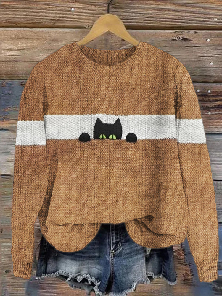 Funny Cat Knit Cozy Sweater artswardrobe