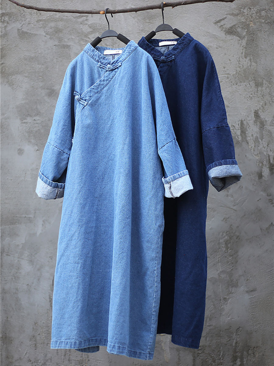 Spring Frog Denim Loose Dress