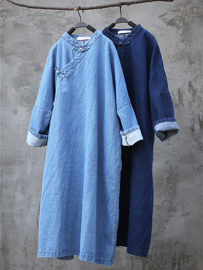 Spring Frog Denim Loose Dress