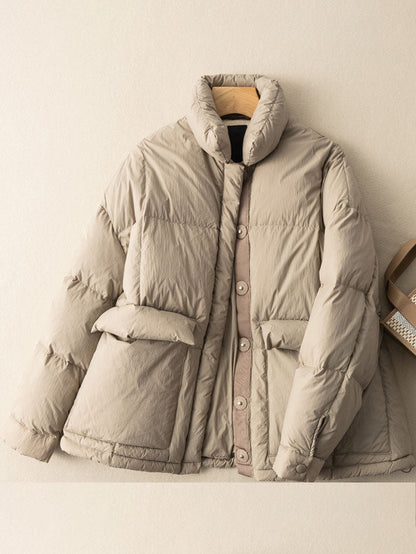 Lightweight Thickened Pockets Loose Down Jacket