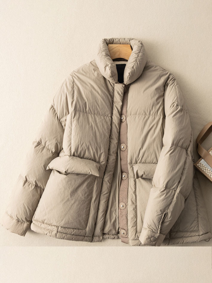 Lightweight Thickened Pockets Loose Down Jacket