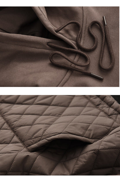 Loose Warm Patchwork Hooded Padded Sweatshirt