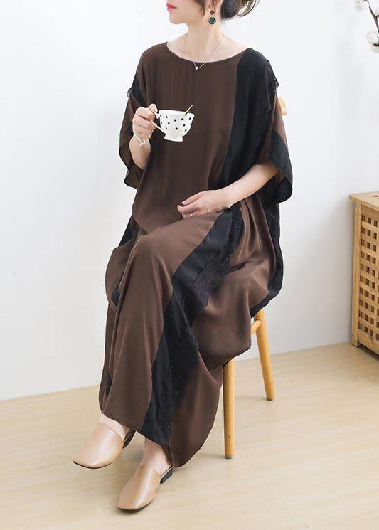 French Chocolate Patchwork Cotton Lace Summer Dresses