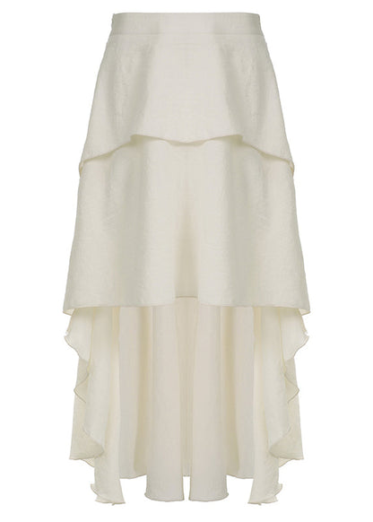 Beige Asymmetrical High Waist Patchwork Cotton Skirts Summer