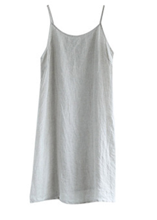 Linen Colour Spaghetti Strap Dress Sleeveless