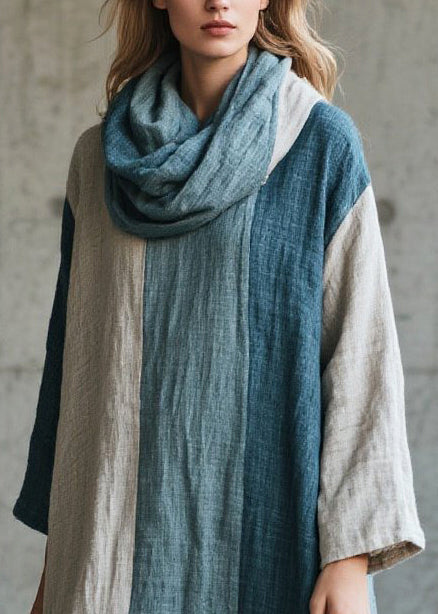Mixed Color Oversized Patchwork Faux Fur Maxi Dress Fall