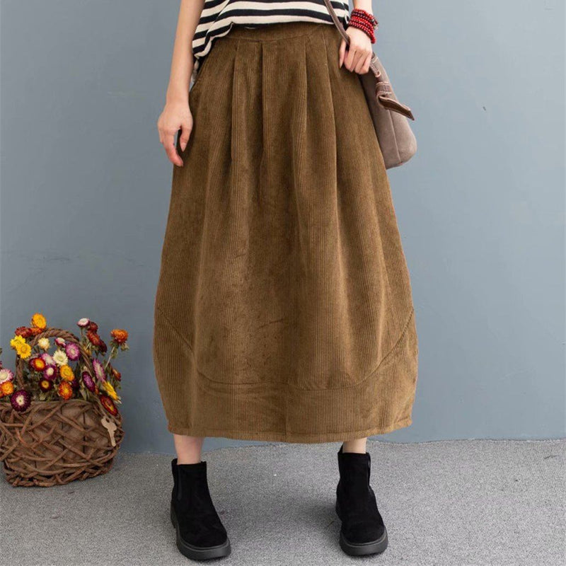 Cozy Autumn Retro Corduroy Loose Skirt