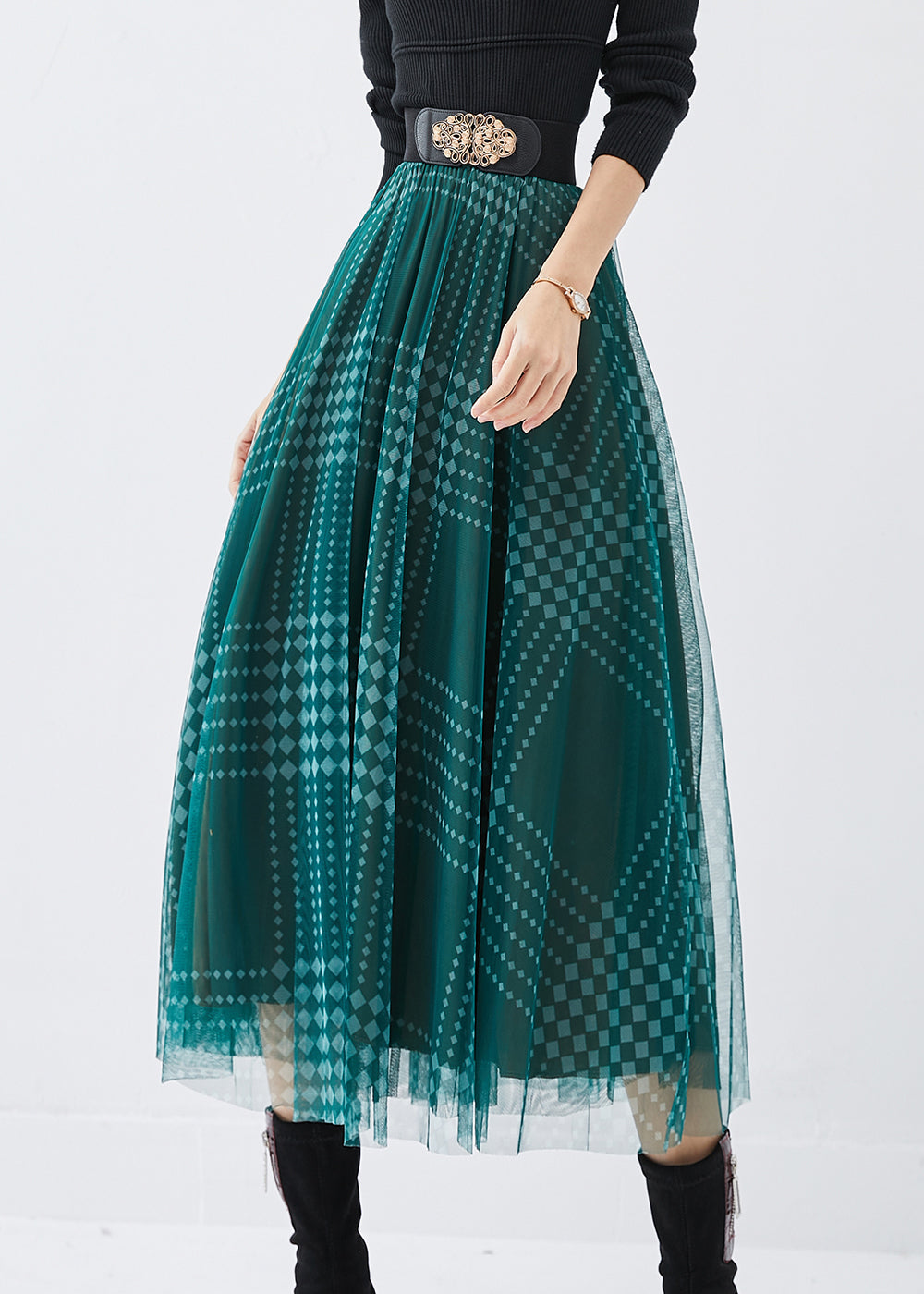 Diy Green Print Exra Large Hem Tulle Skirts Spring