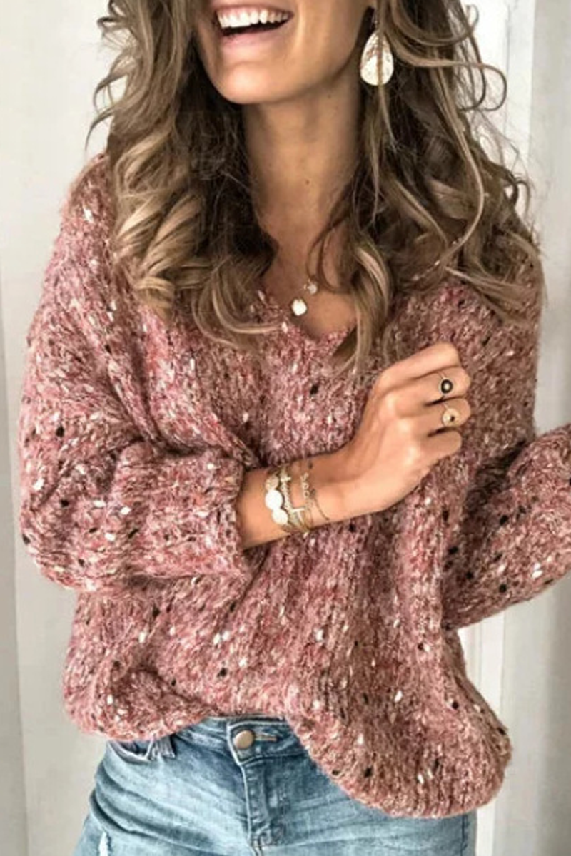 Color V-neck Sweater