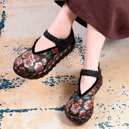 Real Leather Sponge Retro Shoes