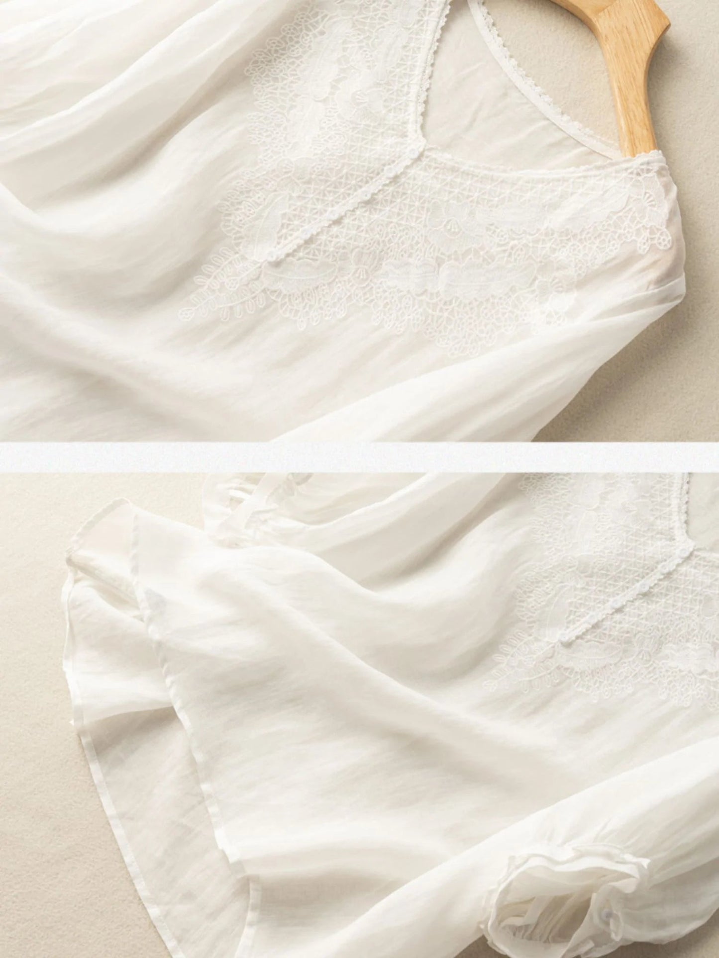 Embroidered V Neck Half Sleeve Linen Top