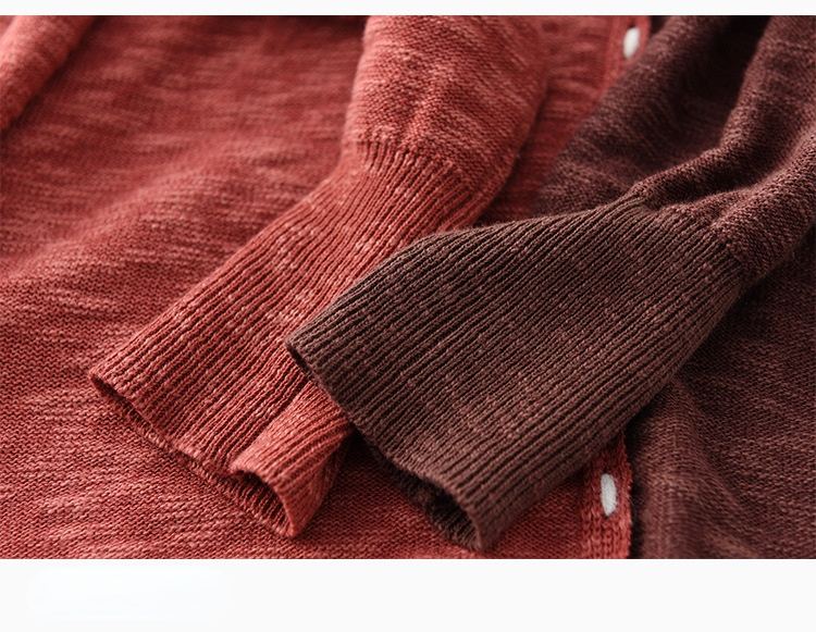 New Literary Retro Color Matching Knitted Top