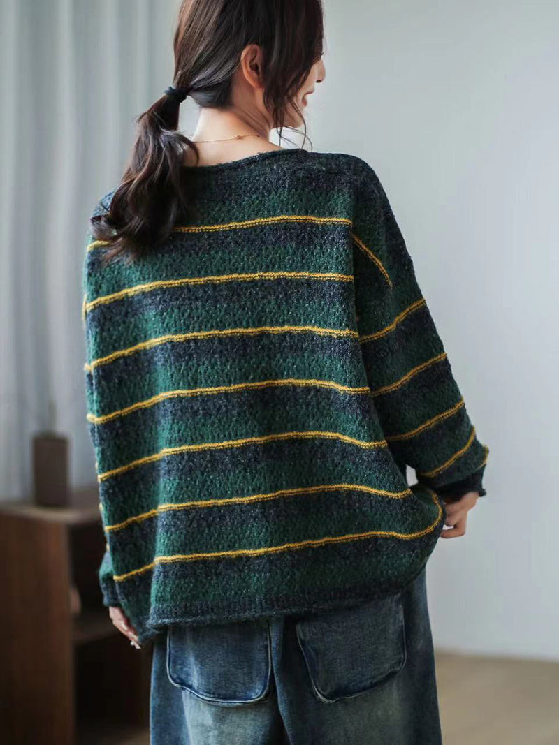 Striped Long Sleeve Loose Sweater