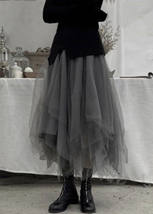 Grey Patchwork Tulle Skirts Spring