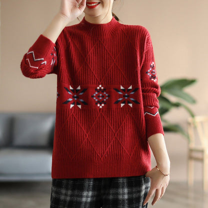 Winter Half Turtleneck Loose Knitted Sweater