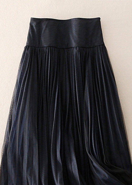 Black Zip Up Patchwork Tulle Skirt Spring