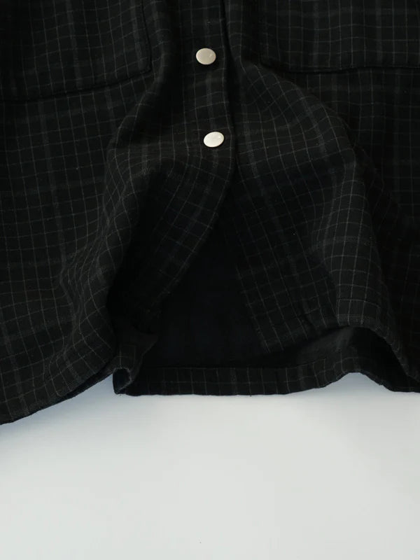 Loose Plaid Print Single Breasted Coat