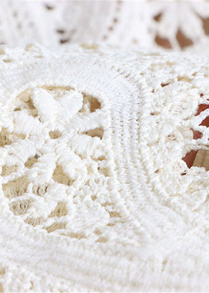 Beige Hollow Out Lace Skirts Summer