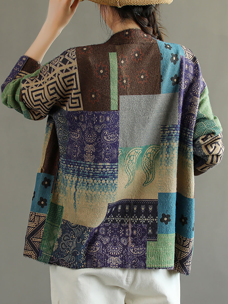 - Pocket Stitching V Neck Long Sleeve Sweater Coat