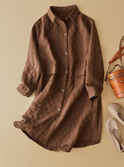 Long Sleeve Single Breasted Mid-length Coat in One-size