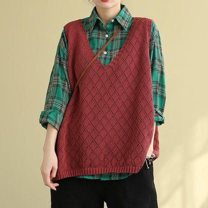 Retro Loose Knitted Sweater Vest
