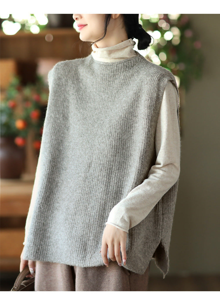 Temperament Loose Sleeveless Pullover Vest Literary Color Vest