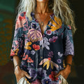 Women's Vintage Bohemian Floral Print Casual Shirt elevenforest